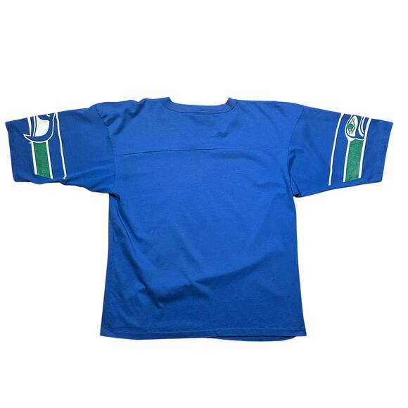 Vintage Seattle Seahawks V-Neck Sleeves Graphic T-Shirt 80s/90s NFL - Picture 4 of 4